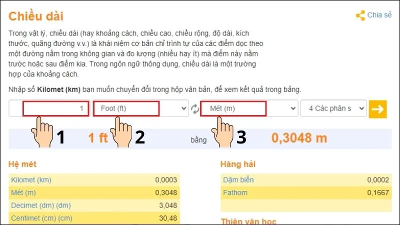 1 feet bằng bao nhiêu m, cm, mm? Cách đổi đơn vị feet (ft) cực dễ