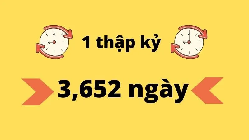 1 thập kỷ bằng bao nhiêu năm, tháng, quý, tuần, ngày, giờ, phút, giây?