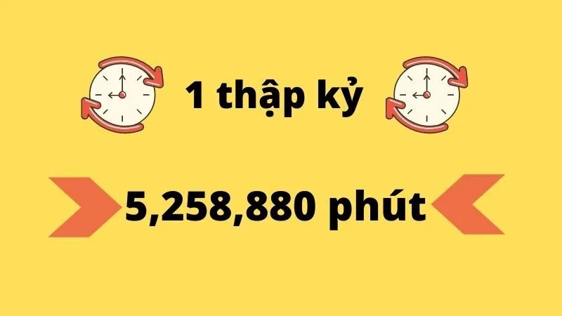 1 thập kỷ bằng bao nhiêu năm, tháng, quý, tuần, ngày, giờ, phút, giây?