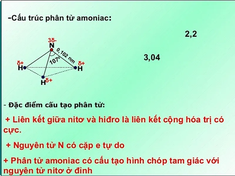 Amoniac là chất gì? Cấu tạo phân tử, Điều chế và Ứng dụng của amoniac