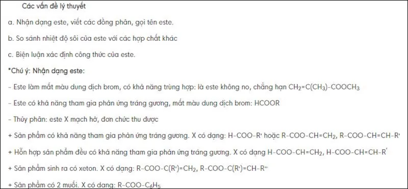 Các dạng bài tập este trong đề thi đại học và phương pháp giải