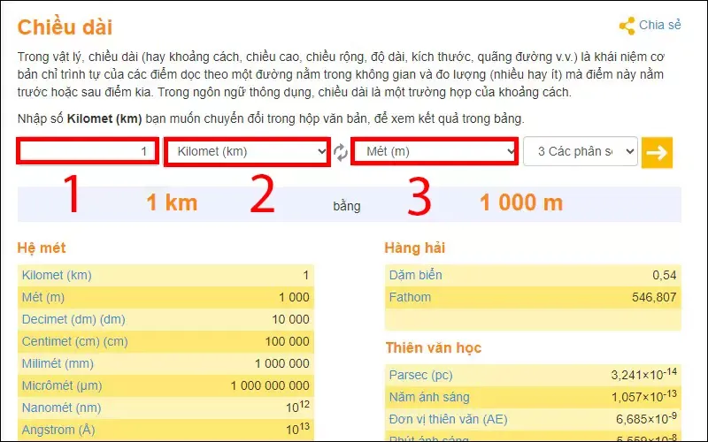 Cách đổi km sang m (Ki-lô-mét sang Mét) nhanh, đơn giản