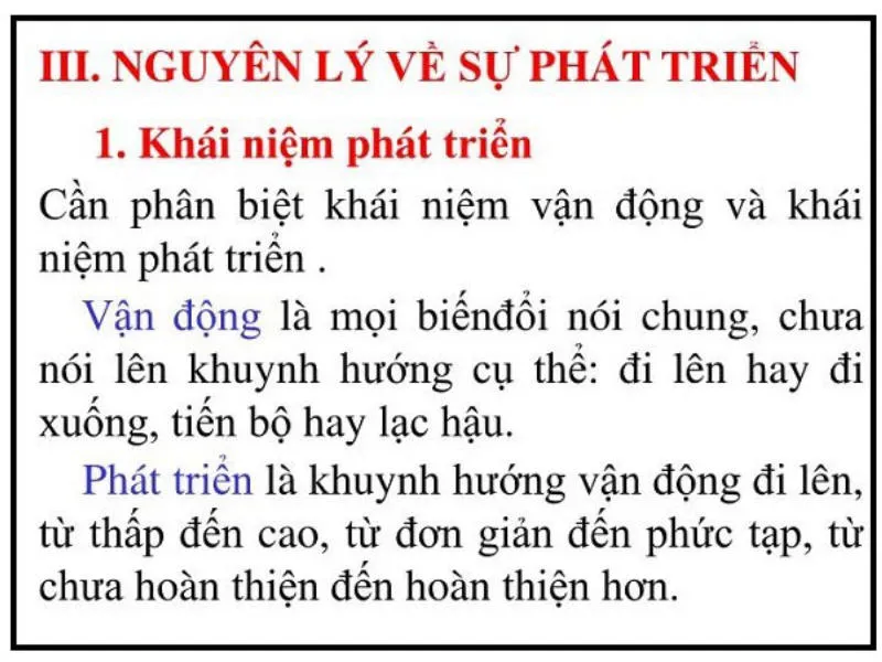 Phân tích tính chất và ý nghĩa của nguyên lý về sự phát triển