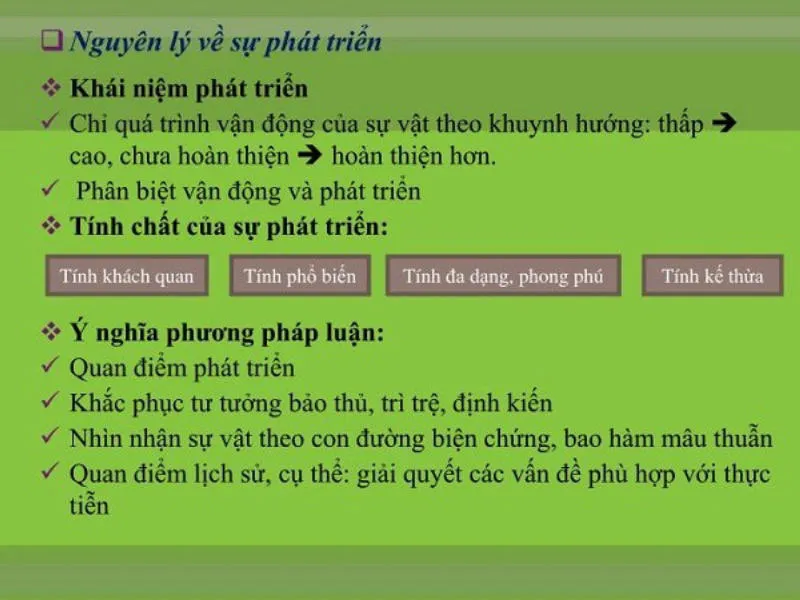 Phân tích tính chất và ý nghĩa của nguyên lý về sự phát triển