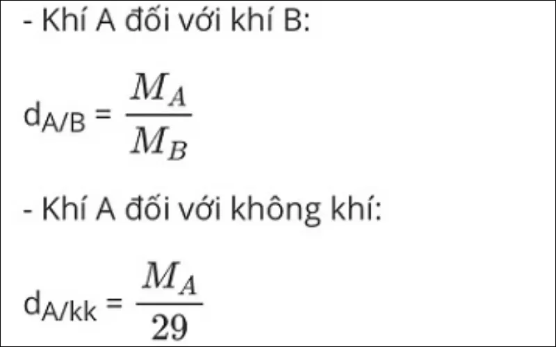 Tỉ khối hơi là gì? Công thức tỉ khối hơi và bài tập áp dụng