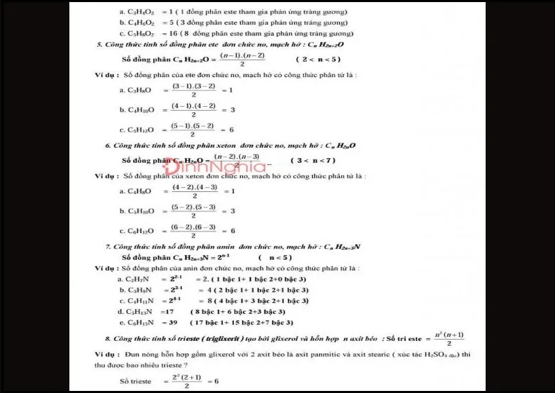 Tổng hợp các Công thức Hóa học 12 luyện thi THPT Quốc gia